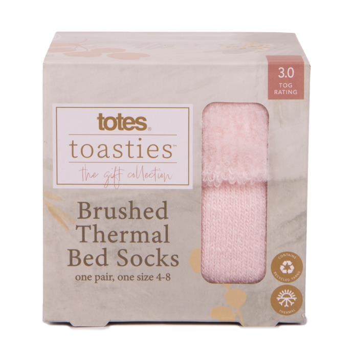 totes toasties Ladies Thermal Brushed Bed Sock Pink Extra Image 4